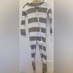 Burt's Bees Baby Gray and White Striped Footie
